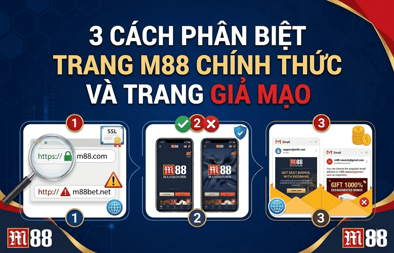 Hướng dẫn 3 cách phân biệt trang web M88 chính thức và trang giả mạo lừa đảo