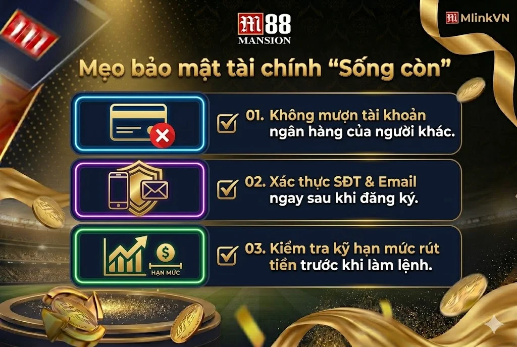 3 nguyên tắc vàng bảo mật tài chính và tối ưu hạn mức nạp rút tiền sau khi áp dụng cách đăng ký M88